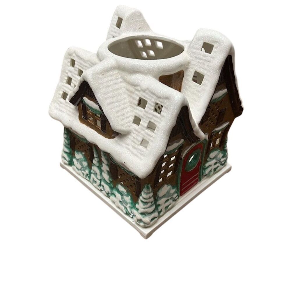 PartyLite Woodland Cottage Ceramic Candle Holder Christmas Decor - Standard OS